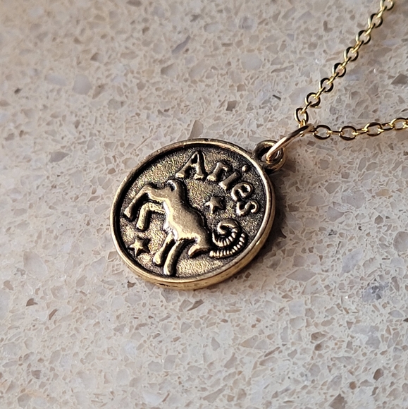 🖤3/$50♈️ Aries Zodiac Sign 18k Gold Plated Necklace - Picture 2 of 5